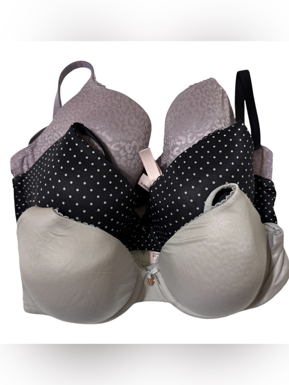 Victoria's Secret Bra Set - Black Polka Dot, Light Gray, Lavender Gray